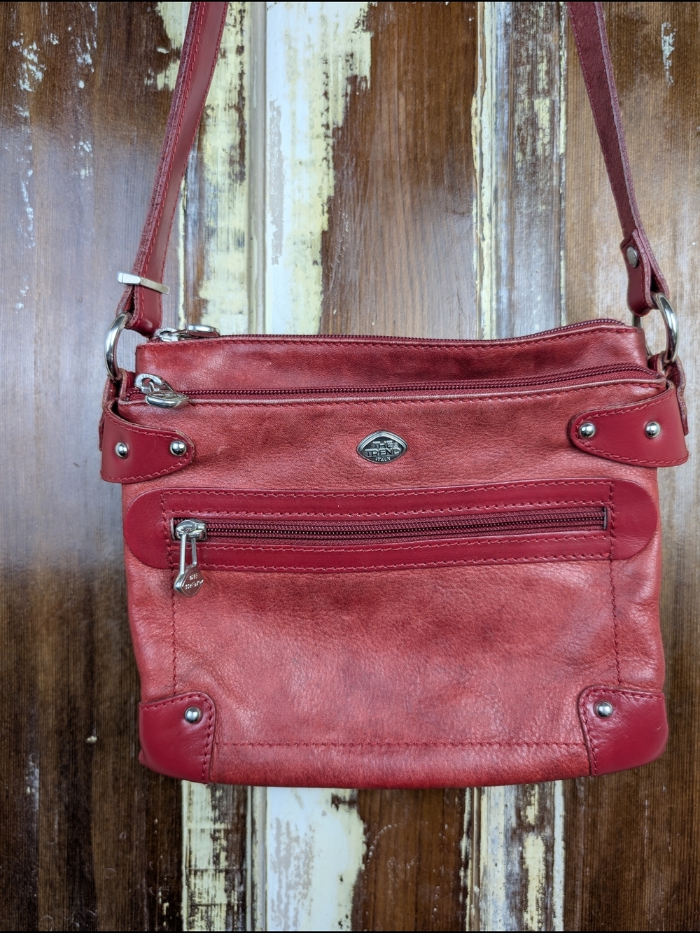 Vintage The Trend Red Genuine Leather Crossbody Bag Made in Italy 90s Y2K